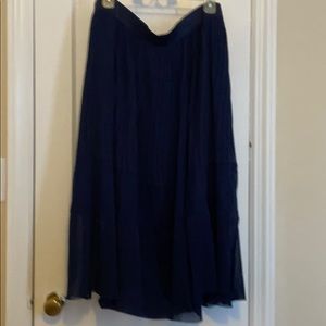 Navy torrid maci skirt with sheer overlay